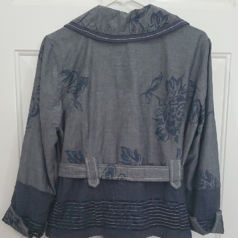Coldwater Creek Women's Navy Floral Belted Blazer 10p - Picture 13 of 16